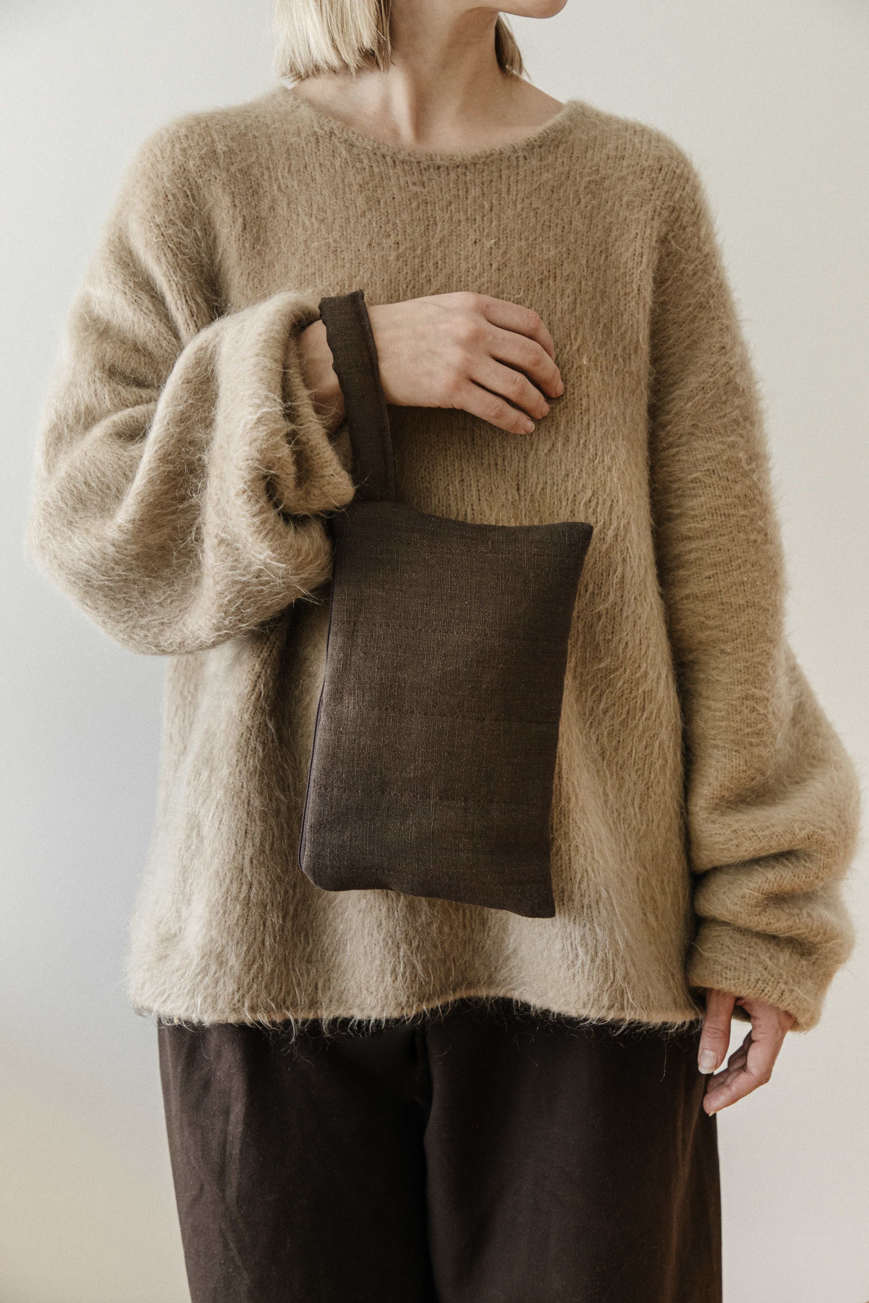 Dark brown pouch